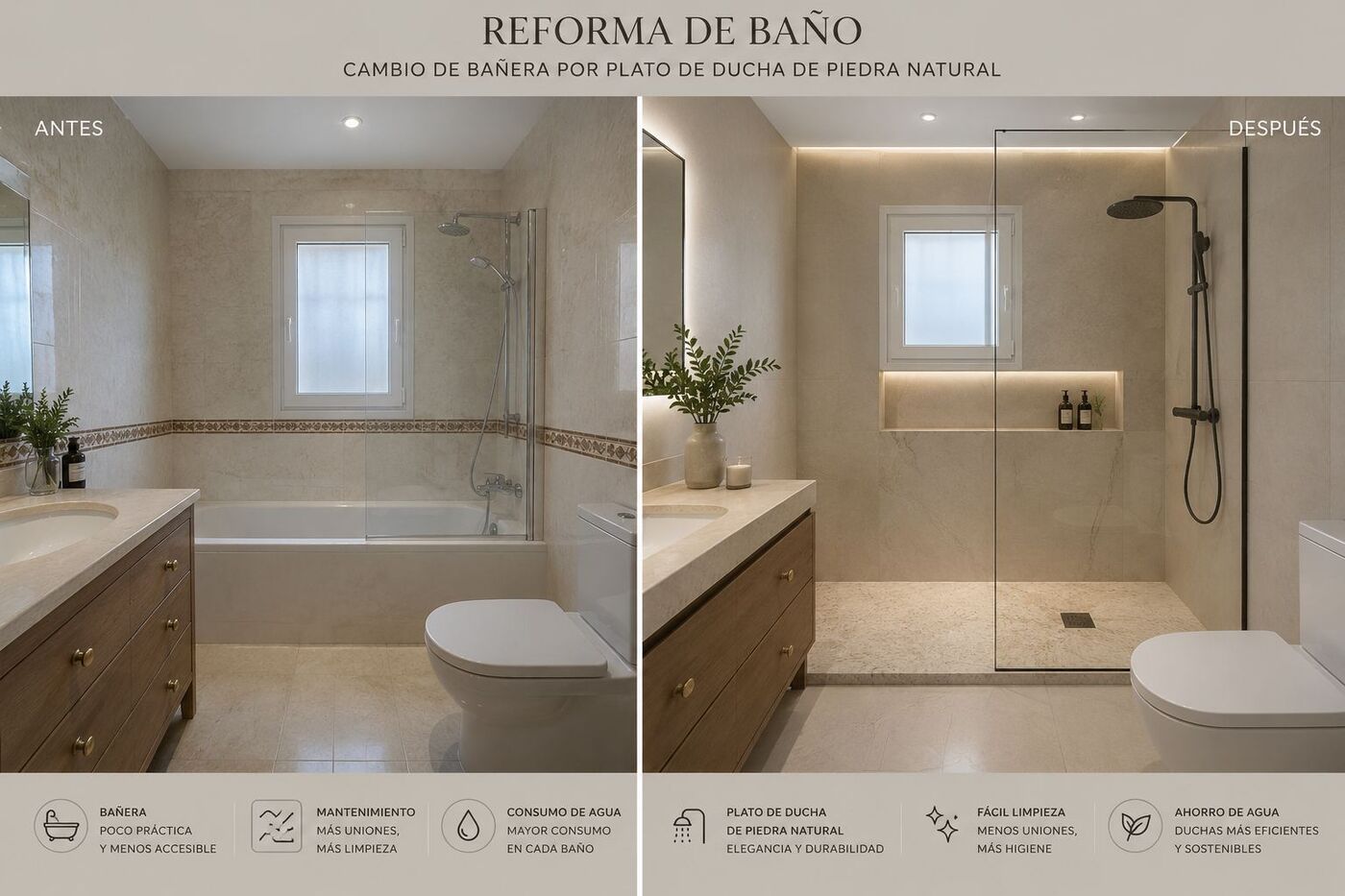 Baños — Baño moderno con ducha de obra